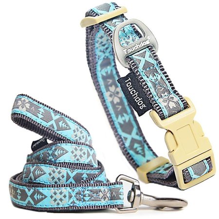 TOUCHDOG Shape Patterned Tough Stitched Embroidered Collar & Leash Blue Small CLSH5BLSM